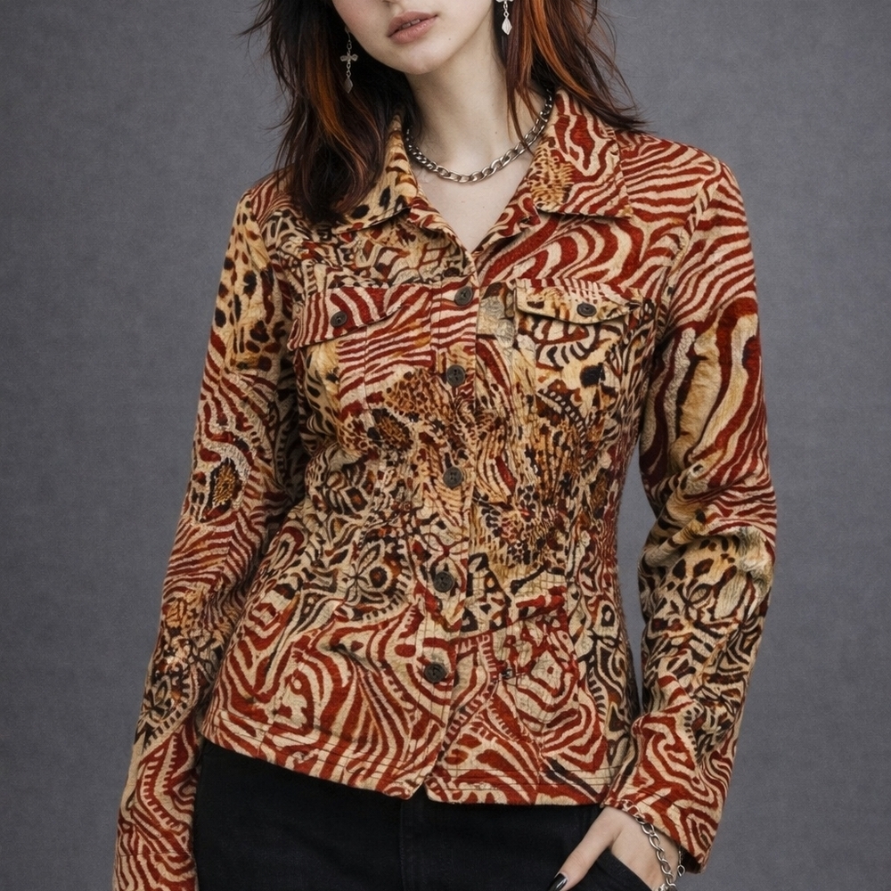 VTG CANDY COUTURE Mixed Animal Print Patchwork Punk Jacket